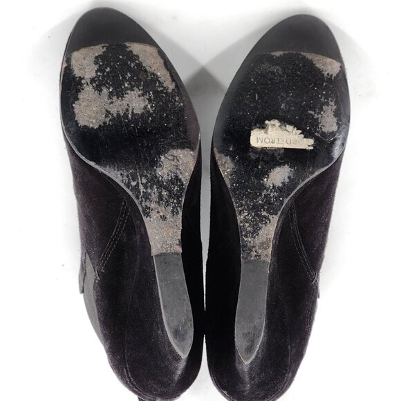 LANVIN Suede Wedge Ankle Booties Black - Picture 12 of 12